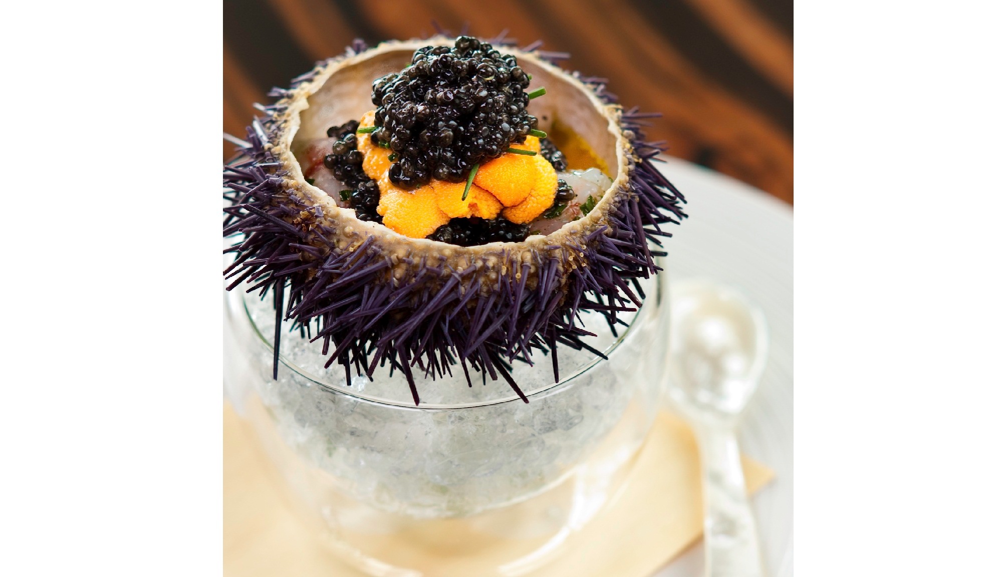 Waku Ghin-Marinated Botan Shrimp with Sea Urchin and Oscietra Caviar